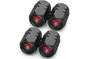 AMGROWS 4 Tapones de válvula de neumáticos de automóviles para neumáticos de Tesla Model 3 Model S Model X Model Y,2017-2022,4pcs Cubierta de Polvo de neumáticos,Tapa de válvula de neumáticos de Auto