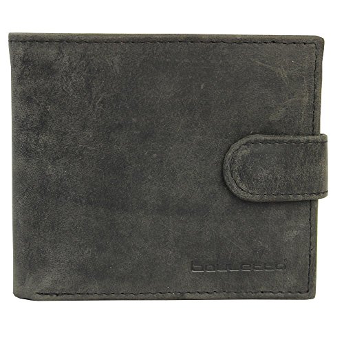 Preisvergleich Produktbild BOULETTA Handgemachte Männer LEDER Portemonnaie GELDBÖRSE Kartenbörse BRIEFTASCHE Geldbeutel KARTENETUI Wallet – Jäger GRAU VINTAGE