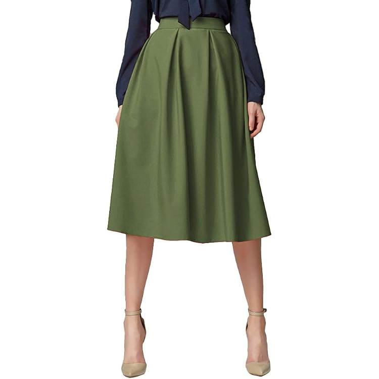 Jupe Plissée Femme Mi-Longue Élégante - Polyester, Taille Élastique
