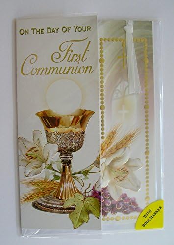 Symbolic First Holy Communion Card & Bookmark Gold Stamped & Embossed.