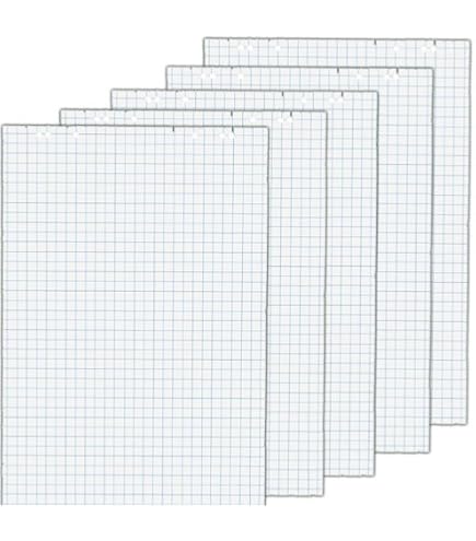 5x Flipchartblöcke, je Block 20 Blatt 69x99 cm, 6 fach Lochung, perforiert [ kariert ] 4er