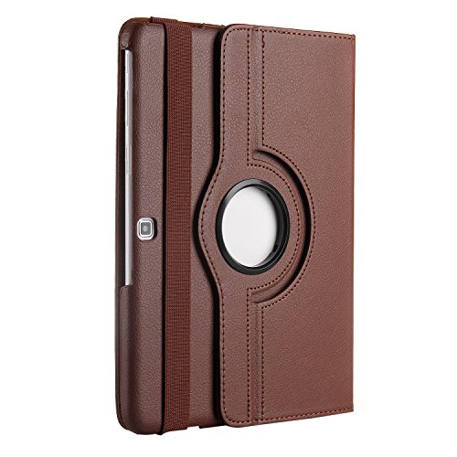EnGive 360°Drehbares Ledertasche Samsung Galaxy Tab 4 10.1 Hülle (10,1 Zoll) Schutzhülle Case Tasche mit Ständerfunktion Auto Sleep/Wake-Funktion (Samsung Galaxy Tab 4 10.1, Braun) - 2