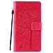 Produktbild Leder Hülle für Huawei Honor 4X,Brieftasche Hülle für Huawei Honor 4X,Honor 4X Hülle Flip Case Wallet,Fanryn Retro Elegant Butterfly Schmetterling Baum Katze Muster Prägung PU Leder Ledercase Schutzhülle Handy Lanyard Strap Flip Tasche Wallet Case Cover Schutzhülle Etui Tasche Handytasche Hülle Standfunktion mit Kartenfächer Silikon Rückseite Cover für Huawei Honor 4X - Rose Rot