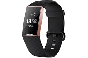 FunBand Bracelet Fitbit Charge 3, Bande en Silicone Souple Sangle de Remplacement Reglables Sport Accessorie pour Montre Connectée Fitbit Charge 3