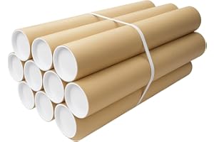 PACKZONE YOUR A-Z SOURCE PACKZONE A1 Postal Tubes with Lids – Pack of 10 Heavy-Duty Cardboard Tube for Mailing Posters, Documents & Artwork, Packaging Roll with Plastic End Caps – Parcel, Posting & Shipping Tubes
