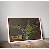 Zelda inspirierte Karte von Hyrule Print, Poster, A4 8,3 x 11,7 Zoll