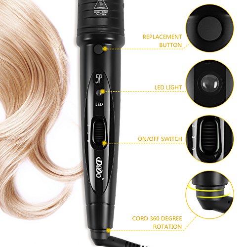 BESTOPE Lockenstab Set 5 in 1 Multifunktions Austauschbare Lockenwickler Kit 5 Austauschbare Curling Eisenstab Unterschiedlichen Größen Lockenstäbe mit Hitzebeständige Handschuhe - 4