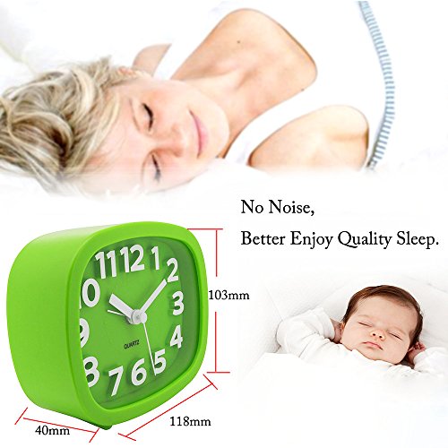 cooja geräuschlos Quarz Analog Nachttisch Lovely Wecker 7,6 cm, grün - 3