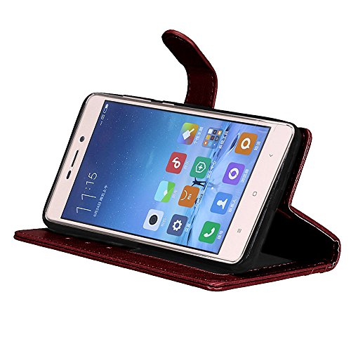 Qiaogle Tel  fono Case - Funda de PU Cuero Billetera Clamshell Carcasa Cover para Xiaomi Redmi 3S  5 0 Pulgadas  - DK05   Marr  n Moda Elegante estilo