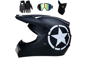 FASXZVM Juventud Niño ATV Casco de Motocross, con Gafas Mascarilla Guantes, Cara Completa MTB Enduro Karting Casco de Moto, Unisexo BMX Carreras Quad Dirt Bike Chocar Casco