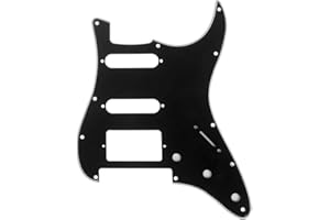 Musiclily Pro 11 Fori HSS Battipenna Strat Pickguard per Chitarra Elettrica Fender American/Mexican Standard Stratocaster con Floyd Rose Ponte Cut,3 strati Nero