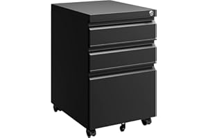 ‎SIGHTLIFE Rollcontainer Aktenschrank abschließbar Büroschrank metallschrank File Cabinet Lagerschrank Beistellcontainer schubladenschrank Beistellcontainer Bürokommode für Dokumente 39 x 50 x 62 cm schwarz