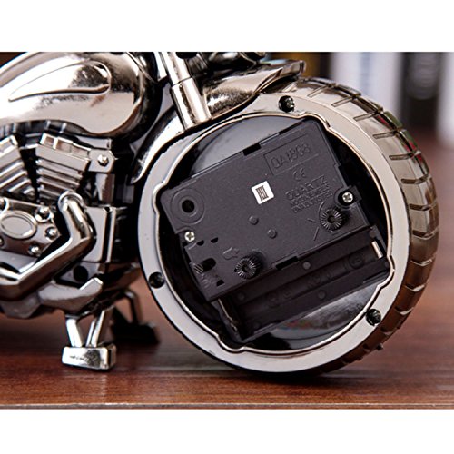 Itian Weinlese Motorrad-Wecker, Retro-Stil Tischuhr, Motorrad-Rack-Modell, für das Büro zu Hause Dekoration (Ugyen) - 6