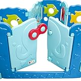 BABY VIVO Laufgitter Laufstall Baby Absperrgitter Krabbelgitter Schutzgitter für Kinder aus Kunststoff mit Tür und Spielzeug 14 Elemente - 4