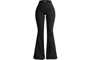 OQQ Women's Yoga Leggings High Waisted Seamless Ribbed Stretchy Flared Bell Bottoms for Women