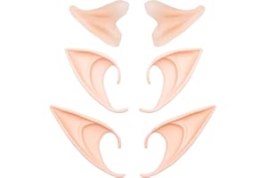 BESMRPG 3 Paar Elfenohren Halloween Elf Ears Weiche Elfenohren Set Spitzohren Elfen Ohren Latex Elfenohren Cosplay Elfenohren Schmuck für Cosplay Weihnachten Halloween Party (hellgelb)