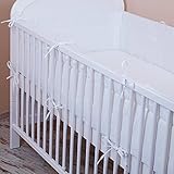 Bettumrandung Nest Kopfschutz Nestchen 420x30cm, 360x30cm, 180×30 cm Bettnestchen Baby Kantenschutz Bettausstattung Einfarbig- weiß - 2