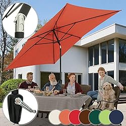Parasol Rectangulaire - 2 x 3 m, Inclinable, Protection UV 30+, Polyester, avec Manivelle, Couleurs au Choix - Parasol de Jardin, Terrasse, Balcon