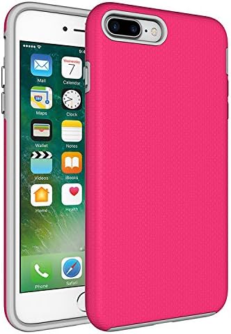 FUTLEX Back Cover Compatible with iPhone 8 Plus / 7 Plus Case, Rugged Raised Lip - Pink