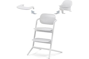 CYBEX Gold LEMO High Chair 3-in-1 Set, Grows with your child, 6 Months - 99 years, Usable from birth thanks to the separate CYBEX Bouncer, incl. Baby Set and Snack Tray, Aluminium/Plastic, All White