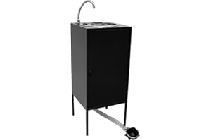 Express Water Noir, Fregadero para Lavabo, Portátil Autónomo Transportable, con Depósito de Agua, en Acero Inoxidable, con Control por Pedal, Certificado, para Comercios y Consultorios Médicos