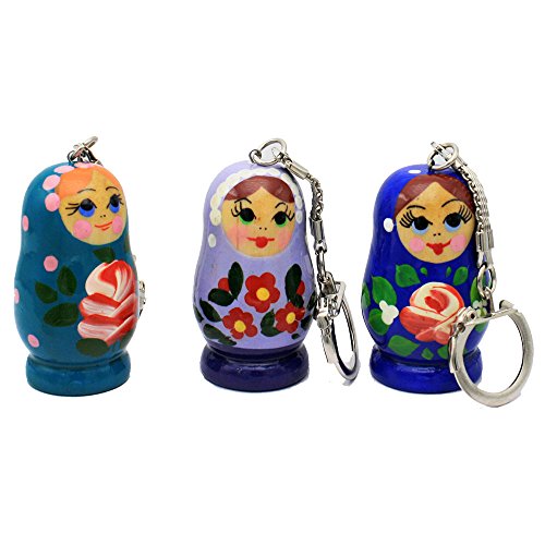 Preisvergleich Produktbild Drei Schlüsselanhänger 'Matroschka 'Türkis, Hellblau, Blau