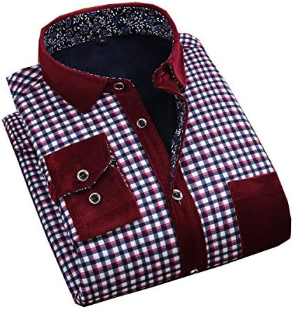 CHLXI Warm Long Sleeves Shirt Winter New Men 's Cashmere Thick Plaid Warm Shirt,Q-M