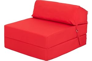 Ready Steady Bed Cómoda Silla Plegable en Z | Sofá Cama Futón Ligero | Cubierta Suave y Resistente al Agua | Colchón Individual de diseño ergonómico Zbed (Rojo)