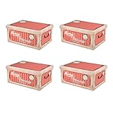 4 x Vintage Home Storage Aufbewahrungsbox Box Karton mit Deckel Ordnungsbox Pappe (Rot)