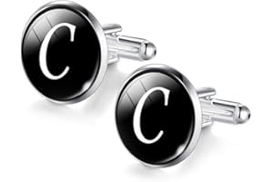 Ducomi Letters Gemelli Camicia Uomo con Iniziali, Gemelli da Polso Nero con Iniziale Lettere - Elegante Originale Idea Regalo Uomo Ragazzo Compleanno, Matrimonio, Laurea e Cerimonia