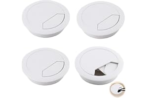 MXYVRIX Pasacables Mesa,4 Piezas Pasacables Escritorio Blanco,Passacavi Scrivania,Organizador Cables,Fácil Instalación,60mm Cables Mesa Pasacables Redondos