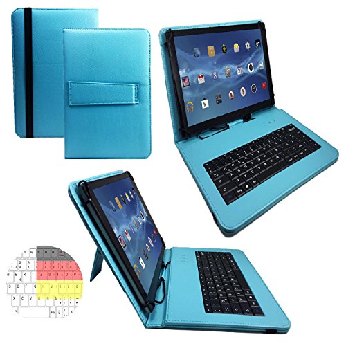 Fire-Tablet, 17.7 CM (7 Zoll) - Deutsche Qwertz Tastatur Tablet Tasche 7 Zoll mit Standfunktion - Deutsche Tastenbelegung - 7 Zoll Türkis Tastatur