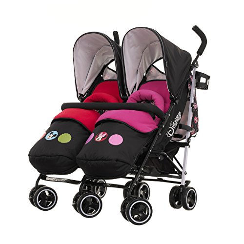 Disney Twin Stroller with Footmuffs - Mickey & Minnie Circles