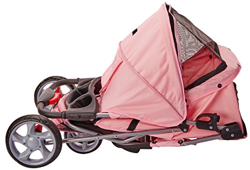 OxGord-Pet-Stroller-Cat-Dog-Easy-Walk-Folding-Travel-Carrier-Carriage-2017-Newly-Designed-3-Wheeler-Elite-Jogger-Rose-Wine