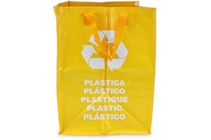 Space Home - Bolsas Reciclaje con Asa - Contenedor de Reciclaje - Bolsas de Basura - Sistema de Reciclaje para Plástico - Organizador de Basura - Amarillo