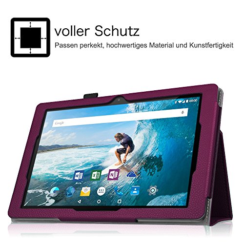 Fintie Odys Rapid 10 LTE Hülle Case – Slim Fit Folio Premium Kunstleder Schutzhülle Tasche Etui Smart Cover mit Ständerfunktion für Odys Rapid 10 LTE 25,7 cm (10,1 Zoll) Tablet-PC, Lila - 4