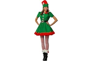 GENERIC Elf Costume for Women & Men 4pcs Santa's Helper Christmas Costumes Holiday Party Fancy Dress Adults Elf Outfits for Carnival Role Playing Xmas