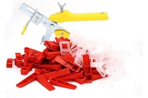 Deuvuo fliesen nivelliersystem 3mm,401 Teiliges Nivelliersystem,300 Zuglaschen,100 Keile und zange,Fliesen Werkzeug für die Steinverlegung