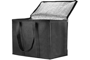 AURUZA 28L X-Large Insulated Food Delivery Bag Insulated Reusable Grocery Bags Insulated Pizza Delivery Bags Warm & Cooler Bags for Food & Grocery Delivery Bag Hold for 1.5H（16W x 11.4H x 9.4D） (28L)