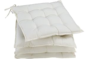 Detex 4X Coussins de Chaise de Jardin Beige 44x44x5cm Coussin de siège en Polyester avec Rembourrage intérieur extérieur