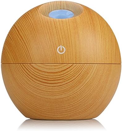 Kbaybo Mini Wooden Air Humidifier Aroma Diffuser with 7 Soothing LED Lights &amp; USB Portable -  Light Wood, 130 ml 