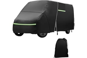 LUOLETY Vollgarage für FIAT Ducato 2006–2024, wasserdichte Wohnmobil-Abdeckung mit seitlichem Tür-Reißverschluss, Winddichte Bänder, Regen, Schnee, UV, Staub, Allwetter, Hagelschutz, atmungsaktive Abdeckung
