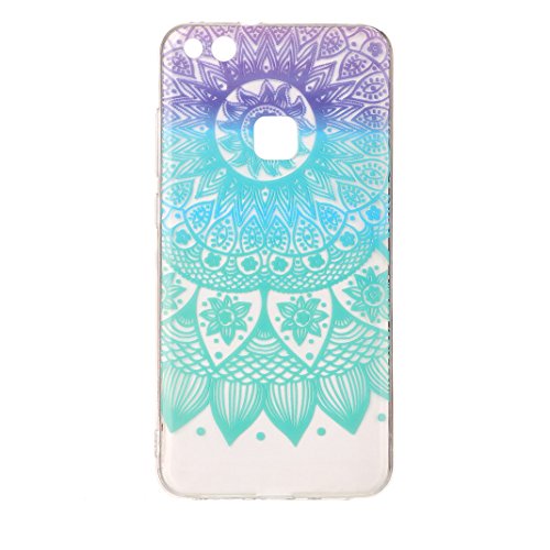 Huawei P10 Lite Hülle Silikon, Huawei P10 Lite Case, Rosa Schleife Ultra Dünn Clear Schutzhülle Schale Case für Huawei P10 Lite Tasche Premium TPU Silikon Backcover Schutz Bumper Handyhülle mit Schöne Muster, Lila blaue Mandala - 2