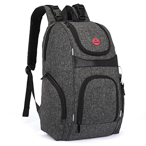 Preisvergleich Produktbild Srotek Wickelrucksack Baby Wickeltasche Rucksack Windeltasche, multifunktionaler wasserdichter Babytasche Nylon Reiserucksack für Unterwegs, mit Wickelunterlage & Kinderwagen-Befestigung (Schwarz)