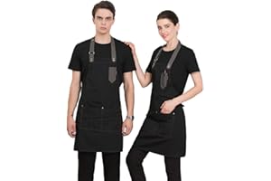 Theuwnee® Fartuch,Wodoodporny fartuch kuchenny z kieszeniami,Regulowany fartuch kuchenny,Fartuch grillowy,Latzapron,Wygląda smukły, Profesjonalna jakość fartuch kuchenny, 65 x 76cm