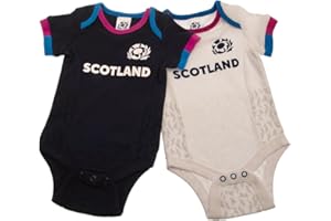 SCOTLAND RU Baby Babies 2 Pack Scotland Scottish Rugby Kit Bodysuits Vest Home & Away Kit Colours 100% Official