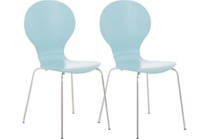 ‎CLP CLP 2X Stapelstuhl Diego I Konferenzstuhl Mit Holzsitz Und Stabilem Metallgestell I 2 x Platzsparender Stuhl Mit Pflegeleichter Sitzfläche, Farbe:hellblau