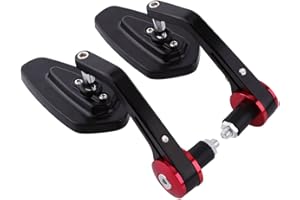 ‎QIILU Motorrad Rückspiegel, Qiilu Universal Aluminium Motorrad 7/8" Lenker Ende Rückseite Seitenspiegel(Rot)
