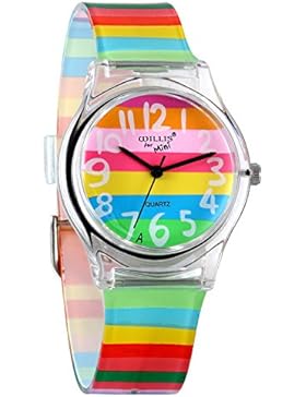 avaner Kinder Armbanduhr Cute Lovely Time Teacher Teen Mädchen Rainbow Farbe Analog Armbanduhr ¡