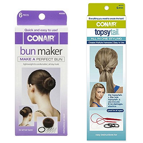 Conair 0046737508372 Topsy Tail Bun Maker Hair Clip Bundle Hair